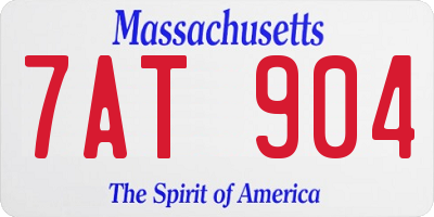 MA license plate 7AT904
