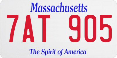 MA license plate 7AT905
