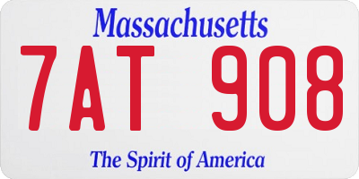 MA license plate 7AT908