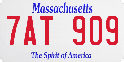 MA license plate 7AT909