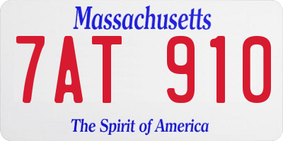 MA license plate 7AT910