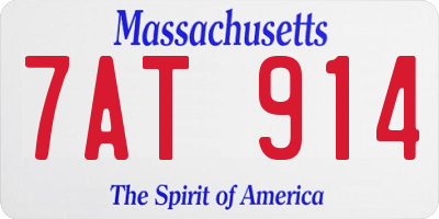 MA license plate 7AT914