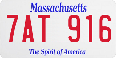 MA license plate 7AT916