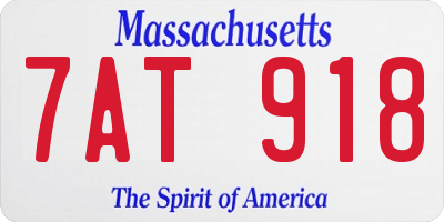 MA license plate 7AT918