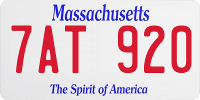 MA license plate 7AT920