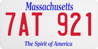 MA license plate 7AT921