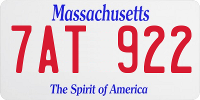 MA license plate 7AT922