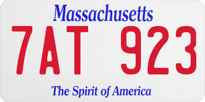 MA license plate 7AT923