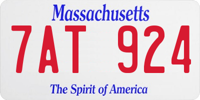 MA license plate 7AT924