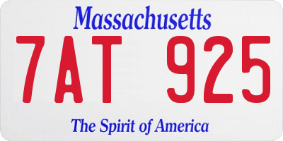 MA license plate 7AT925