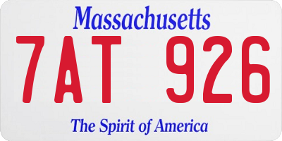 MA license plate 7AT926