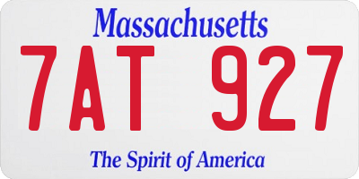 MA license plate 7AT927