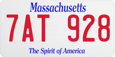 MA license plate 7AT928
