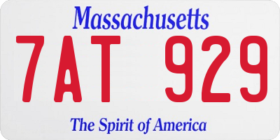 MA license plate 7AT929