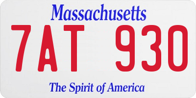 MA license plate 7AT930