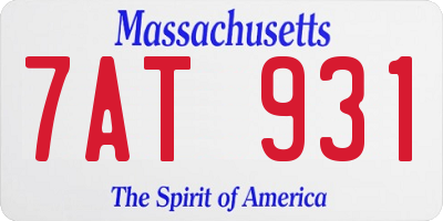 MA license plate 7AT931