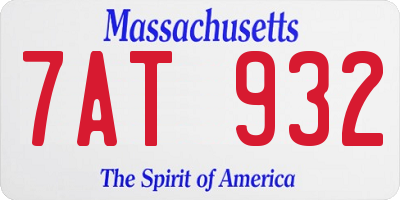 MA license plate 7AT932