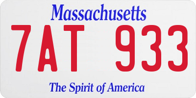 MA license plate 7AT933