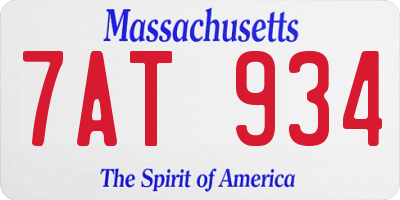 MA license plate 7AT934