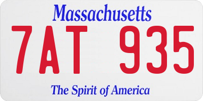 MA license plate 7AT935