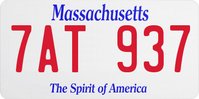 MA license plate 7AT937