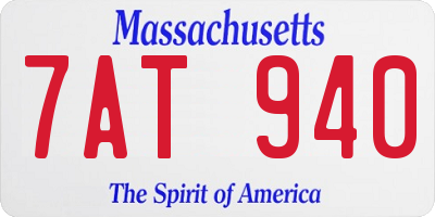 MA license plate 7AT940