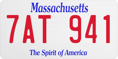 MA license plate 7AT941
