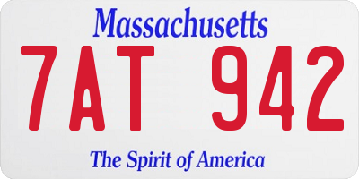 MA license plate 7AT942