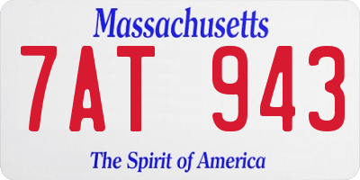 MA license plate 7AT943