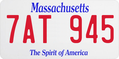 MA license plate 7AT945