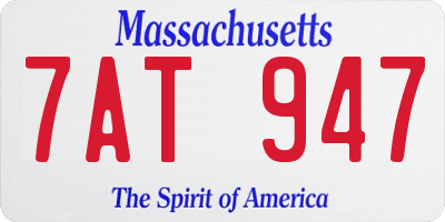 MA license plate 7AT947
