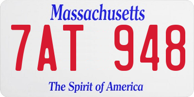 MA license plate 7AT948