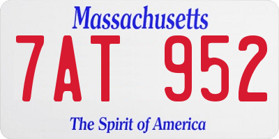 MA license plate 7AT952