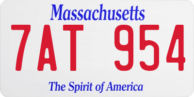 MA license plate 7AT954