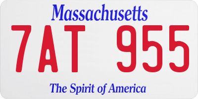 MA license plate 7AT955