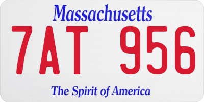 MA license plate 7AT956