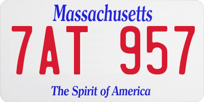 MA license plate 7AT957