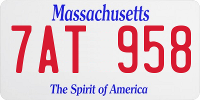 MA license plate 7AT958