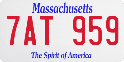 MA license plate 7AT959