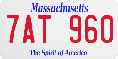 MA license plate 7AT960