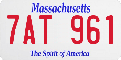 MA license plate 7AT961