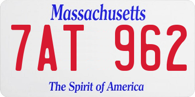 MA license plate 7AT962