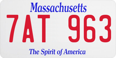 MA license plate 7AT963