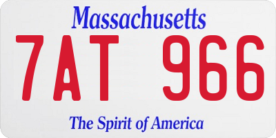 MA license plate 7AT966