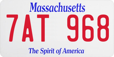 MA license plate 7AT968