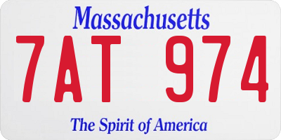 MA license plate 7AT974
