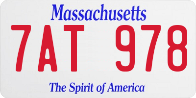 MA license plate 7AT978