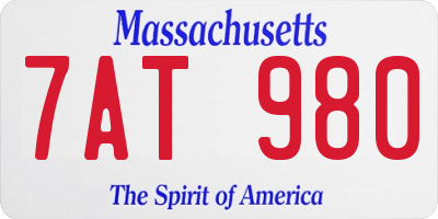 MA license plate 7AT980