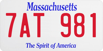 MA license plate 7AT981