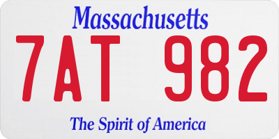 MA license plate 7AT982